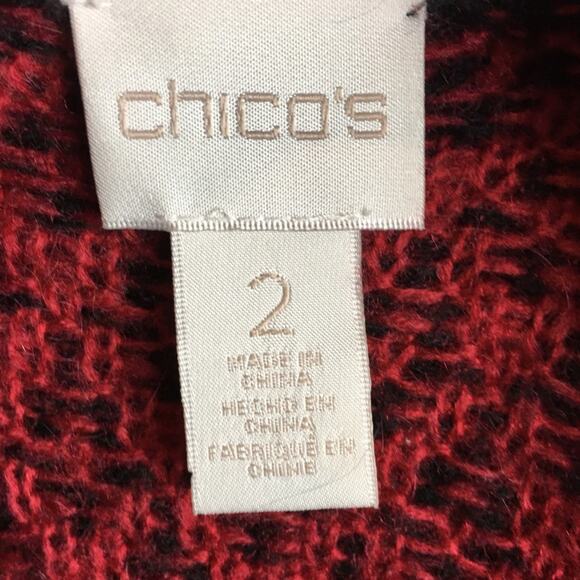 Chico's Red Wool Mohair Blend Cardigan size 2 - Picture 6 of 7